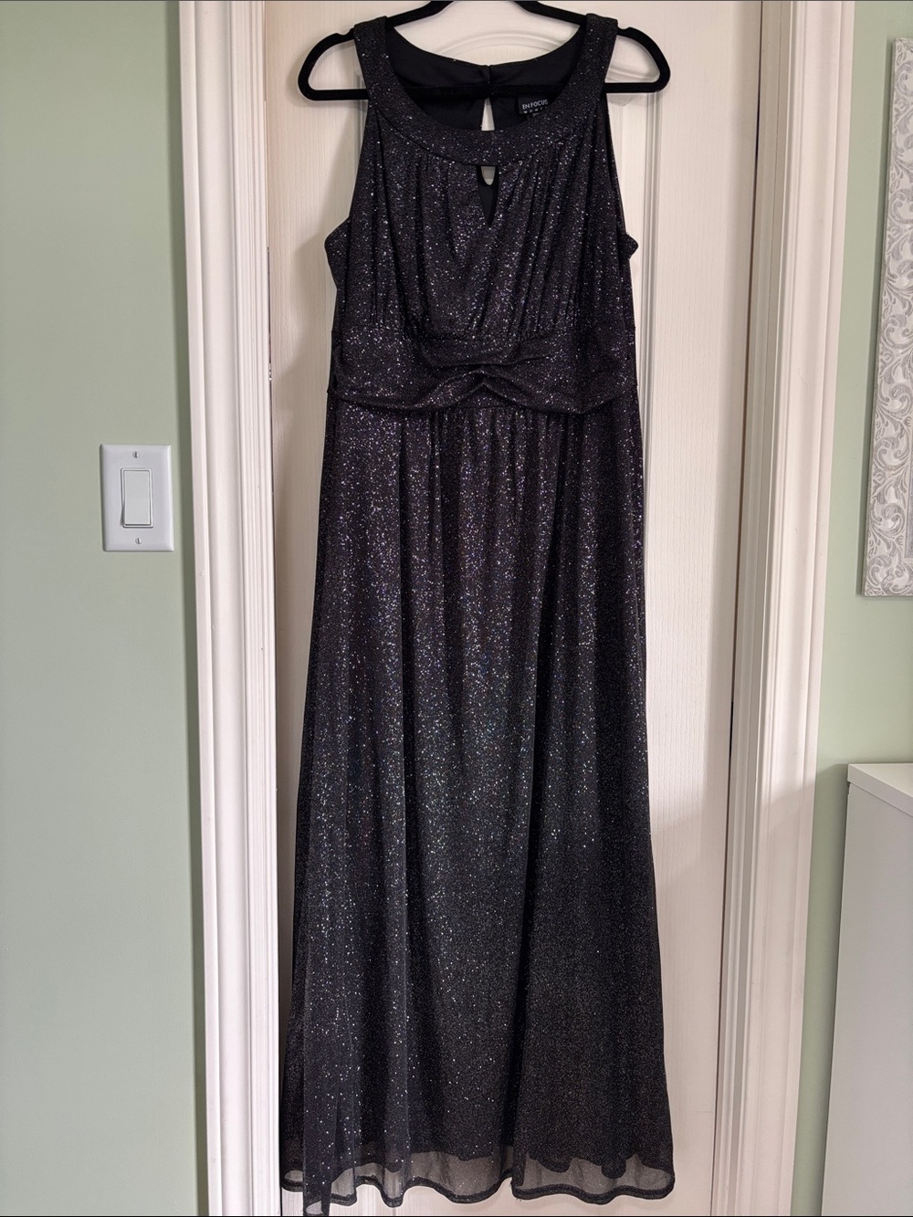 Enfocus Studio Black Sparkle Maxi Dress with Twisted Waist